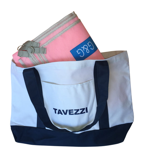 Tavezzi large beach tote bag with G&G portable sand free mesh mat for the beach, pool, picnic, hiking and camping