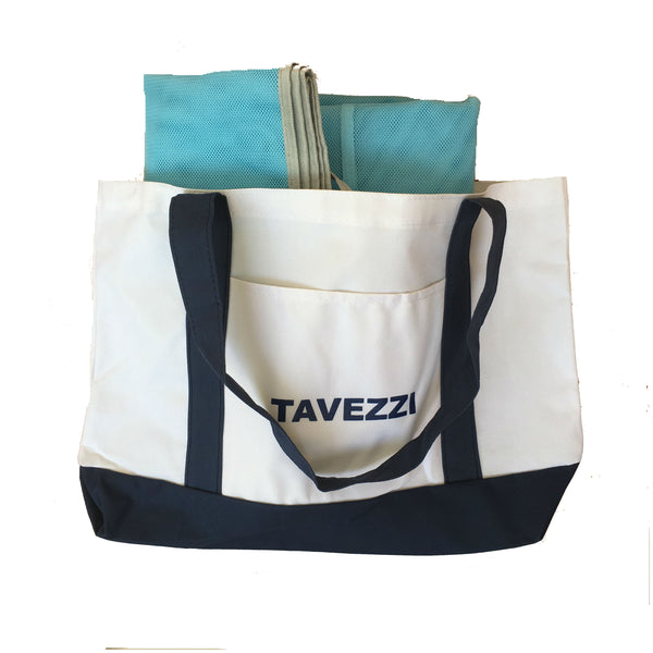Tavezzi large beach tote bag with G&G portable sand free mesh mat for the beach, pool, picnic, hiking and camping