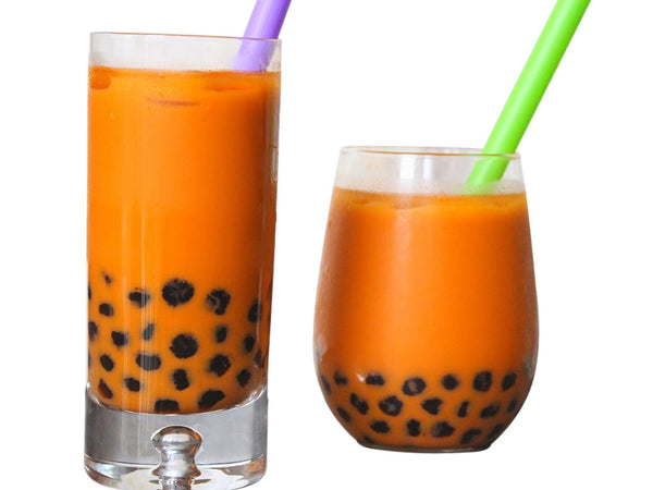 Hanover Shops Collection of Boba Tapioca Pearls for Bubble Tea Pantai Thai Tea Powder and Boba Jumbo Straws Gift Set
